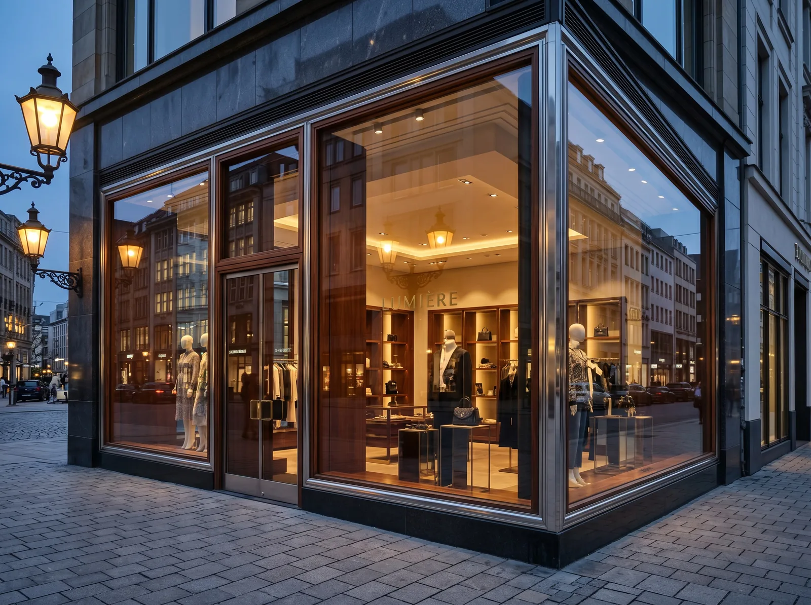 Selbiges Schaufenster spiegelklar gereinigt
